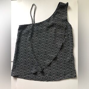 Banana Republic Size Small Black White Floral Sleeveless Shirt
